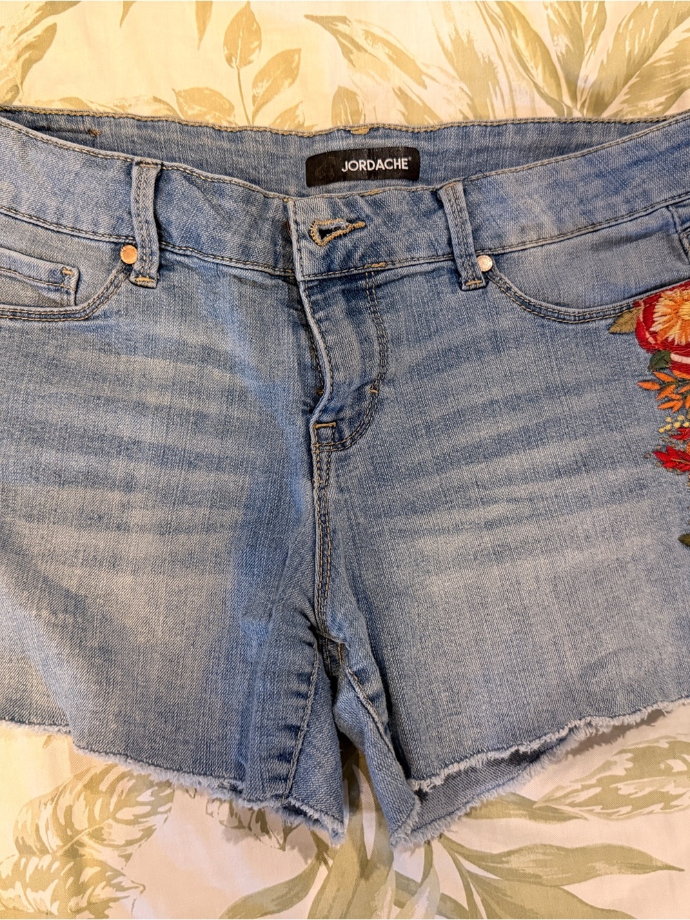 Jordache Light Blue Embroidered Denim Shorts